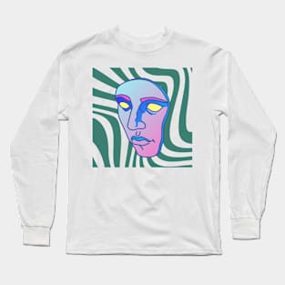 Trippy psychedelic face Long Sleeve T-Shirt